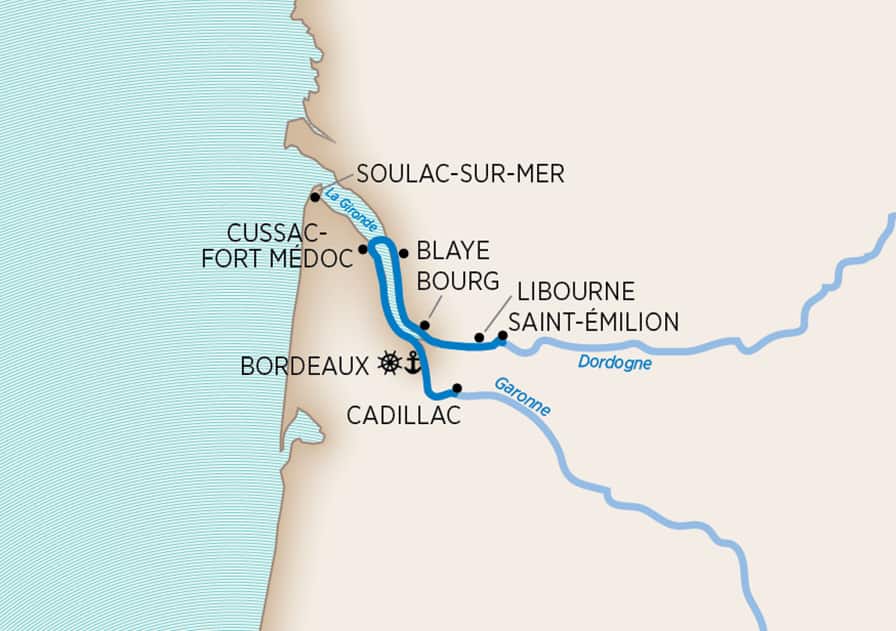 Taste of Bordeaux (Wine Cruise) Itinerary Map
